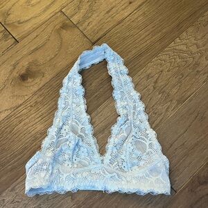 Intimately Free People Lace Halter Bralette - Light Blue